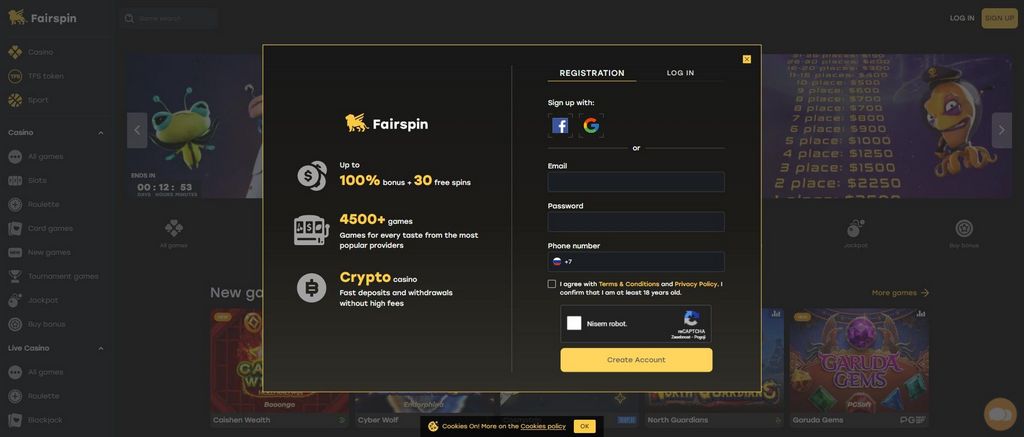 Fairspin Casino: Obtén un bono del 200% en tu primer depósito, hasta 2500 CA